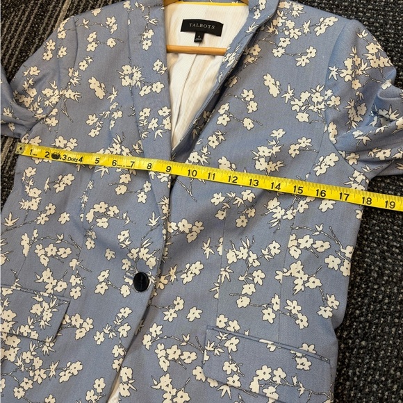NWOT Talbots size 6 blazer Floral jacquard Jacket Blue White - Picture 12 of 14